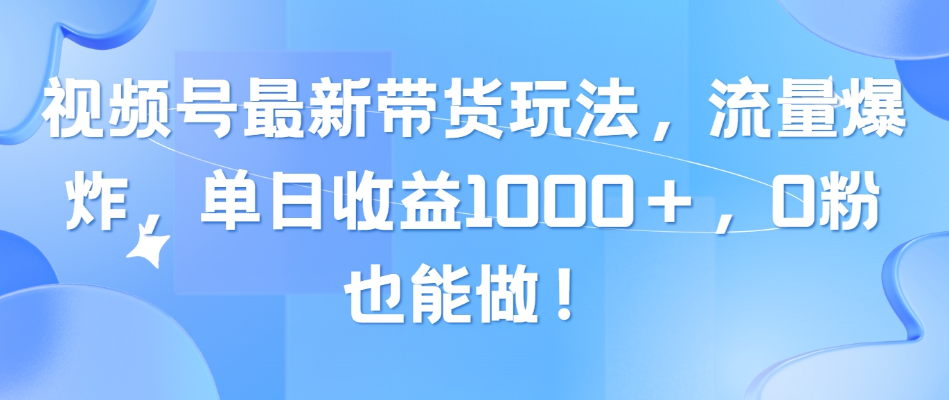 （10858期）视频号最新带货玩法，流量爆炸，单日收益1000＋，0粉也能做！-古书籍